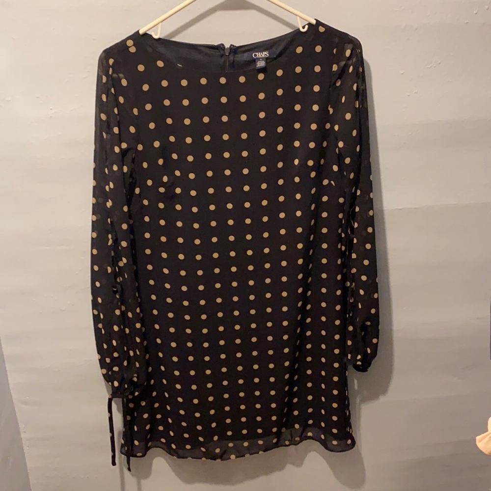 Chaps Polka Dot Dress with Chiffon sleeves